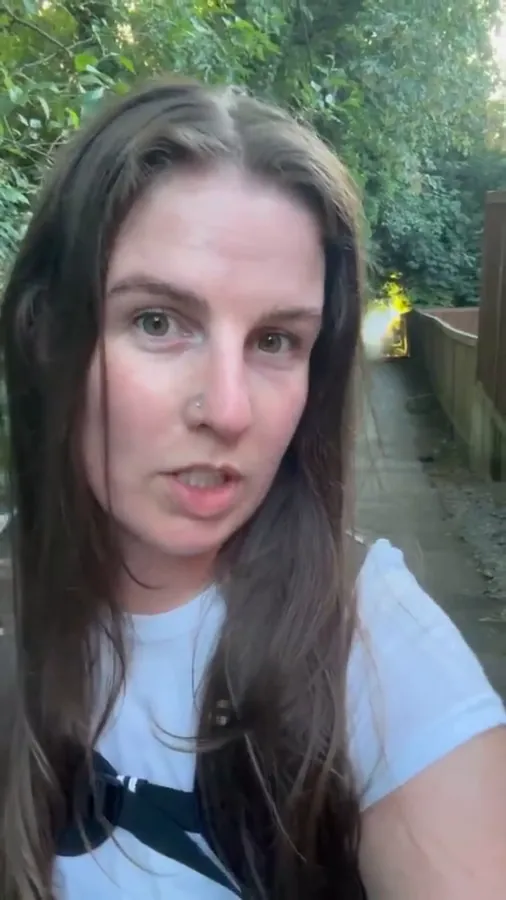 Member on a garden path